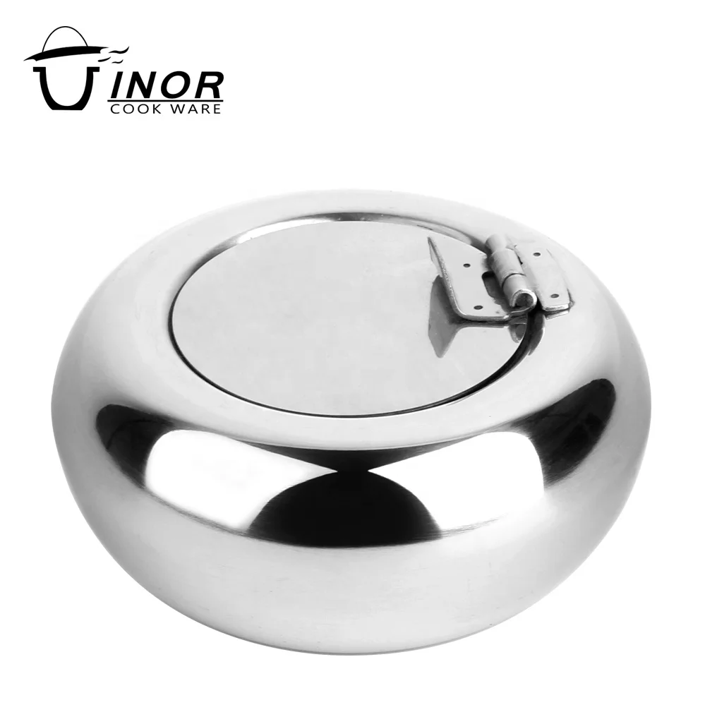 custom large capacity metal ashtray with cigarette holder position