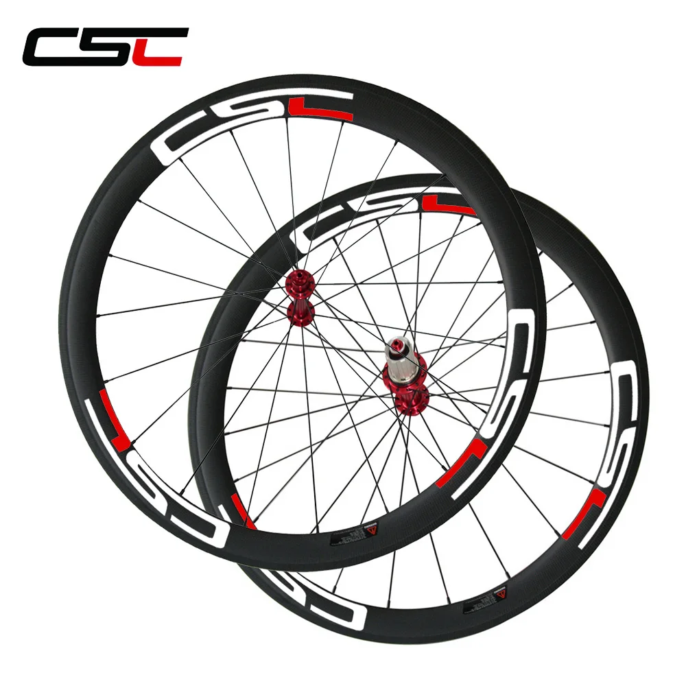 1290g Only CSC 50mm Tubular Carbon Fiber road bicycle wheels R13 hub Mac 424 Spokes