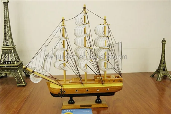 Custom hot selling wholesale sailboat model small decorative craft wooden sailboat model
