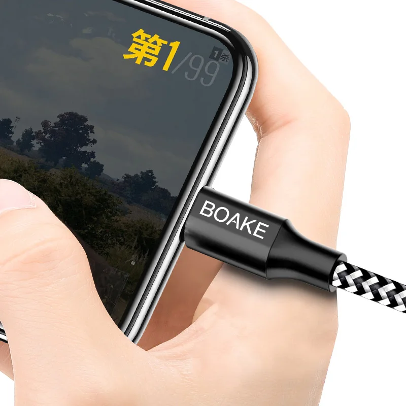 
wholesale nylon fabric custom logo usb cable 2.1a fast charging usb cord for iphone 