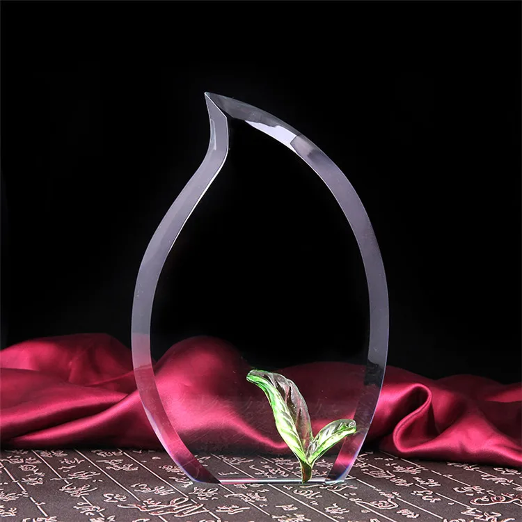 Custom crystal trophy and crystal crafts cheap glass trophy Beautiful Glass Medal Award