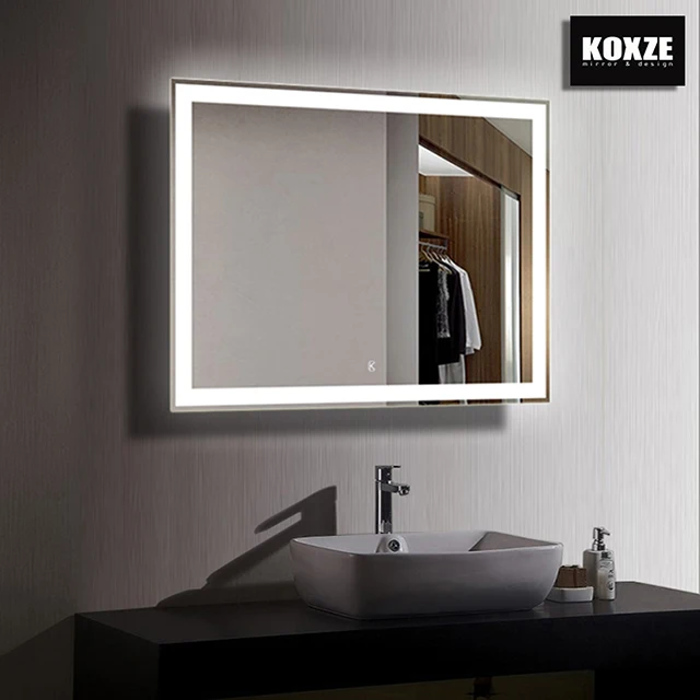 
rectangle custom led bathroom mirror with light touch sensor switch 