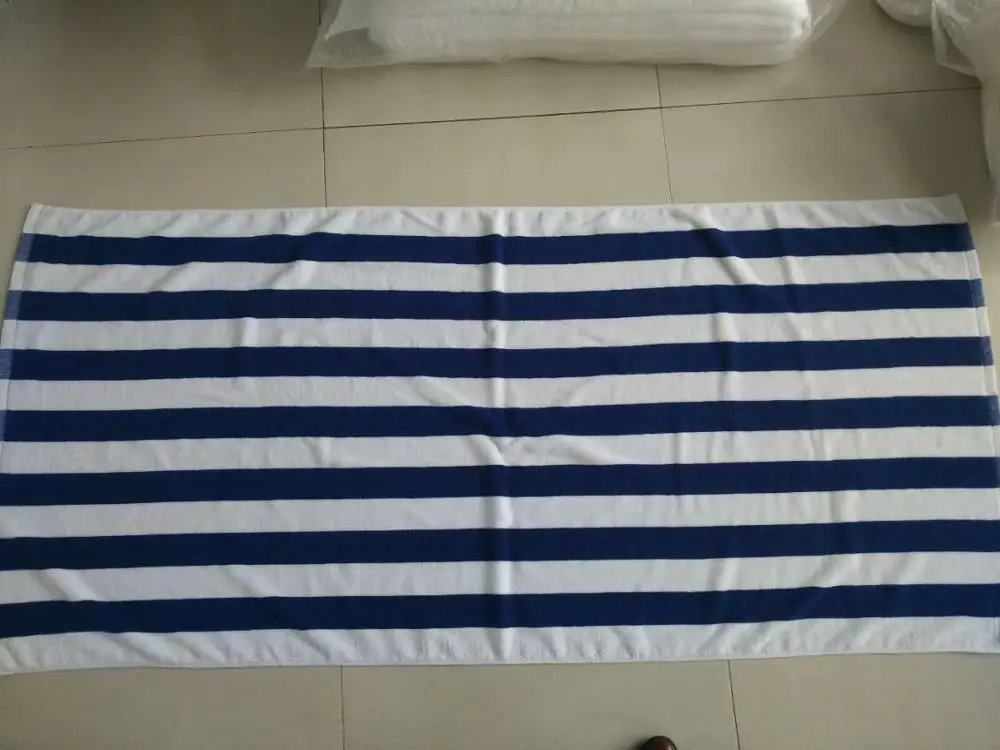 hotel 100% Cotton swimming pool towel Blue & White stripe beach towel