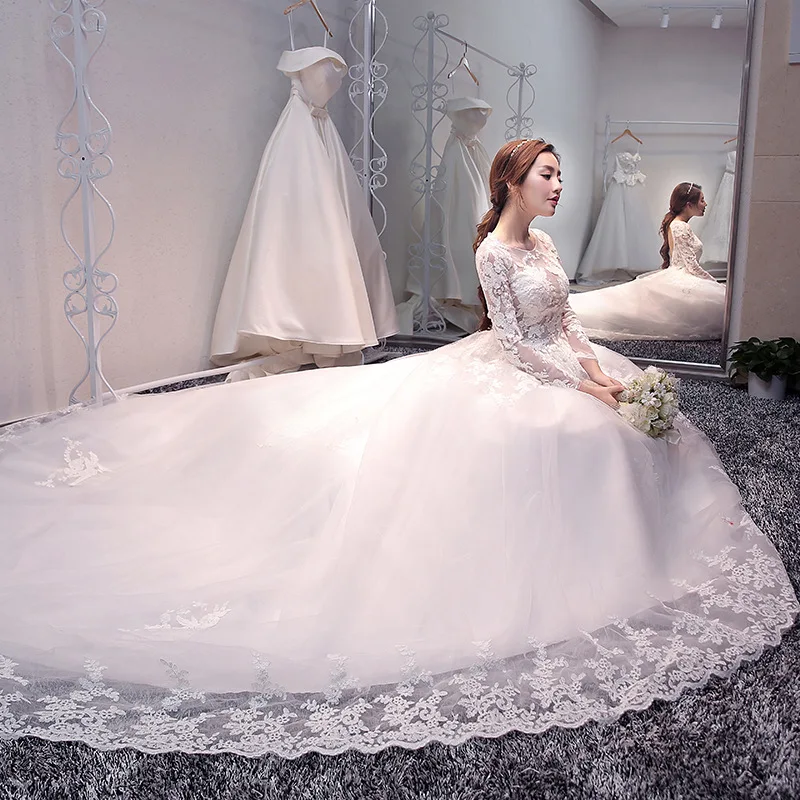 Новый дизайн, роскошное свадебное платье, свадебные платья с длинным хвостом для невесты