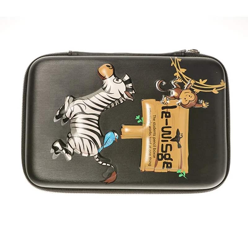 3D Стильный пенал в форме животного большой молнии EVA черный пенал с зеброй для детей