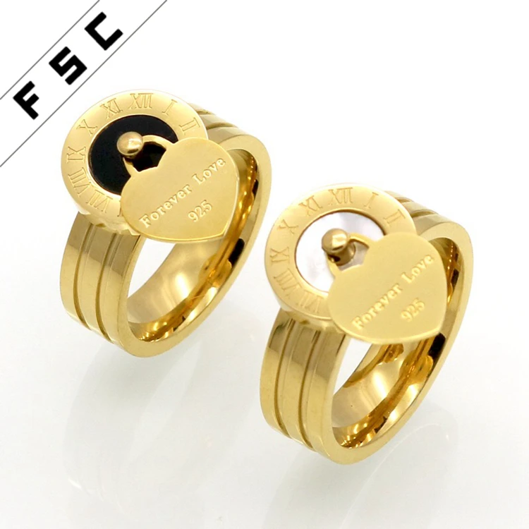 
Custom ceramic ring gold plated roman numerals stainless steel best friends forever love ring 