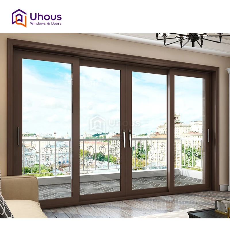 Lowe tempered glazing soundproof stacking sliding glass door for living room