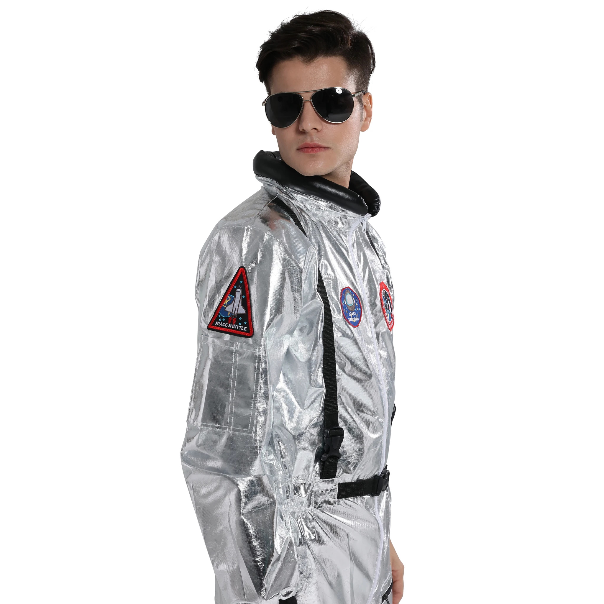 Amazon Топ продавец Серебряный комбинезон космонавт Косплей Хэллоуин костюм мужской костюм Взрослый астронавт костюм
