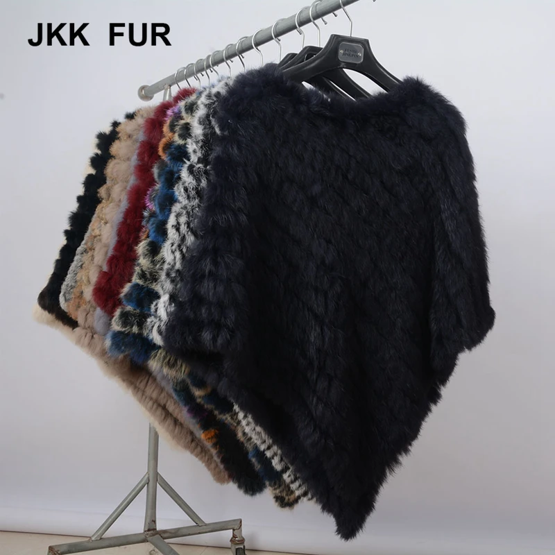 10 Colors Lady Fur Poncho Real Rabbit Fur Shawl Women New Fashion Cape