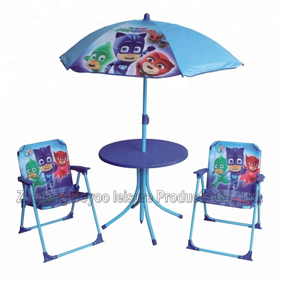 Popular Kids Outdoor Use plain colour portable folding table and chair garden patio set for kids