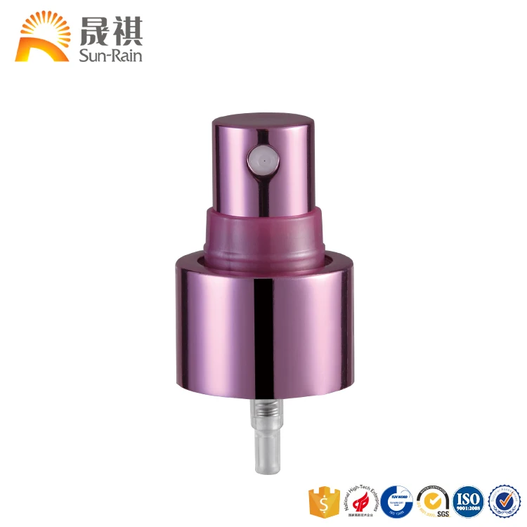 Professional free sample colorful cosmetic plastic and aluminum fine mist sprayer 20/410
