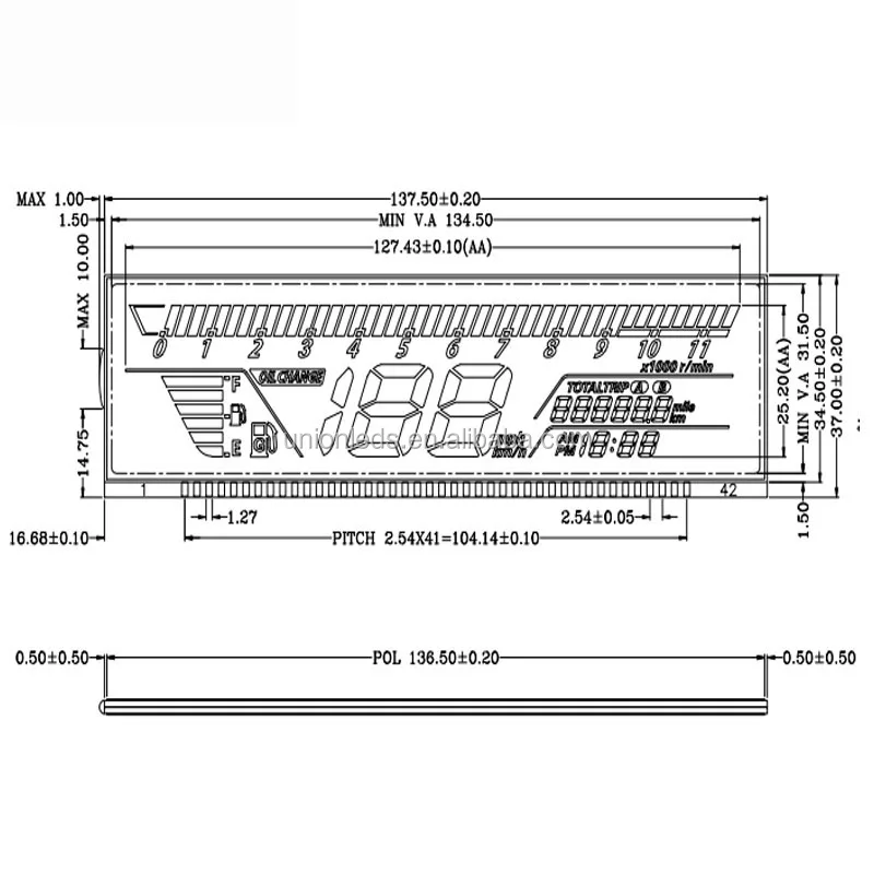 Customize Digital Bike Speedometer LCD Display Screen Modules with TN reflective