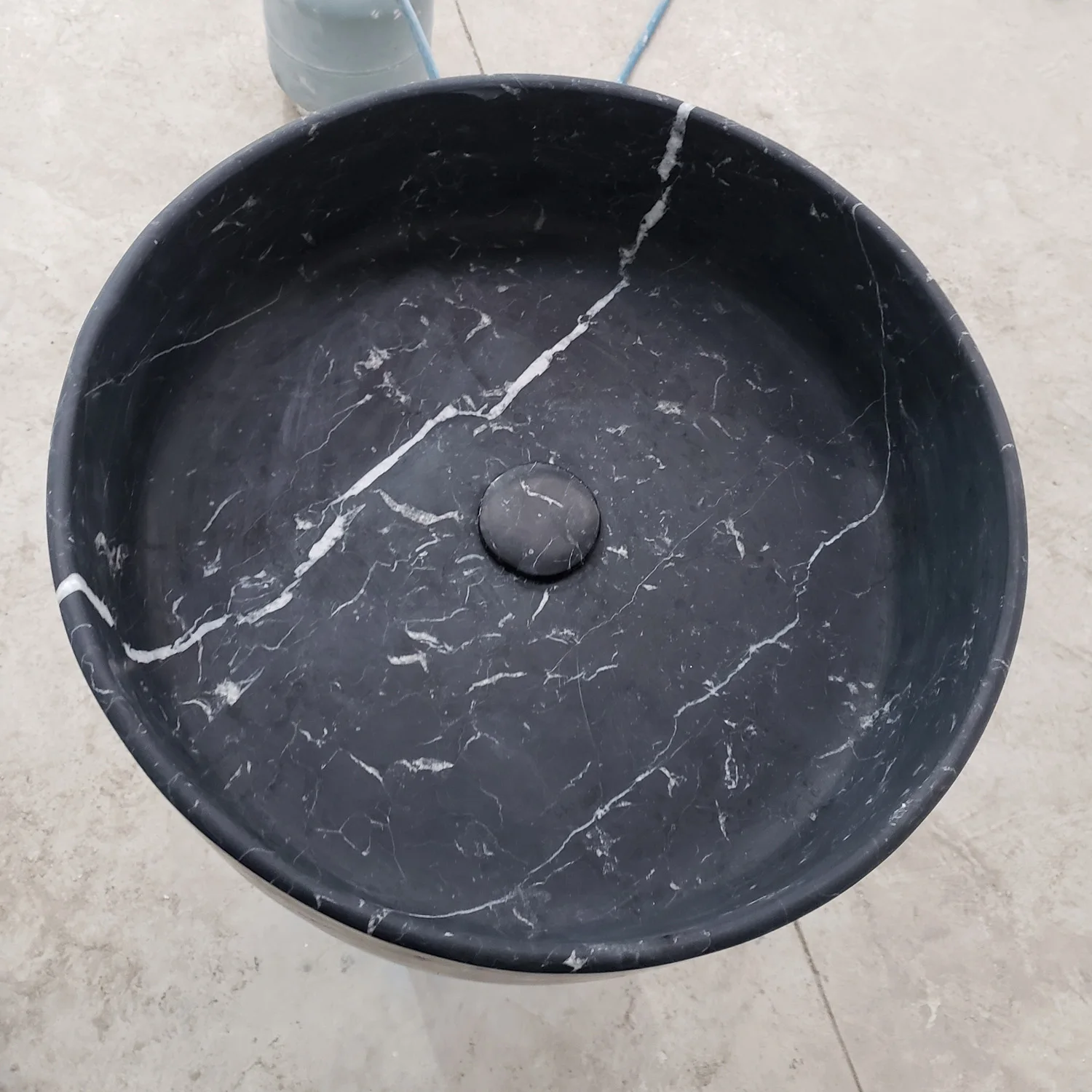 Home Decoration  Chinese Black Gold Flower Stone Pedestal Sink for Sale