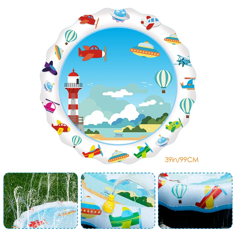 Termichy Summer Outdoor garden toy oscean fish design inflatable water splash play mat