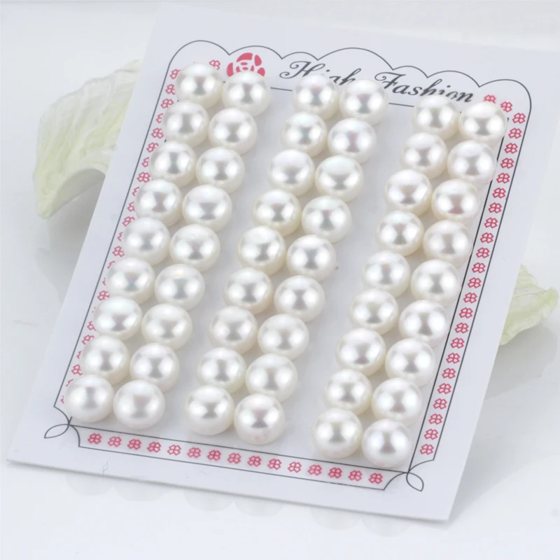 
8-9mm AAA grade button natural real price wholesale half drilled loose fresh water cultured pearl freshwater integrity pearl 