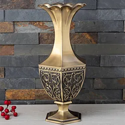 Роскошная винтажная шестиугольная металлическая Цветочная ваза дворца