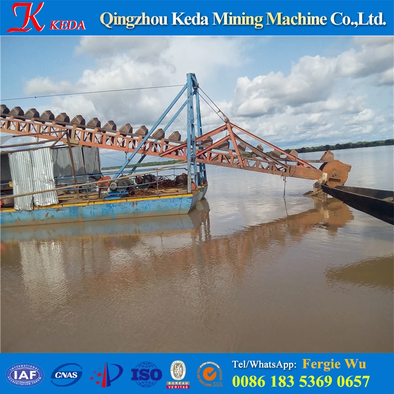 150 tons/h Bucket gold dredging boat/scrap barge for sale