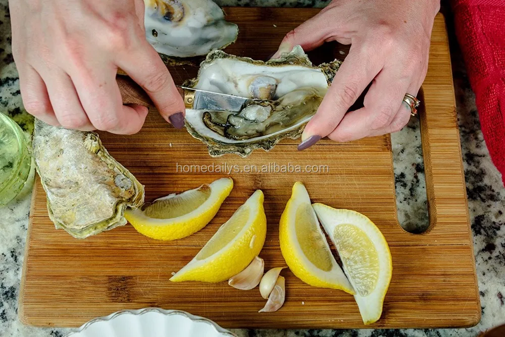 Set of 2 Stainless steel Oyster Shuckking Knife with wood handle