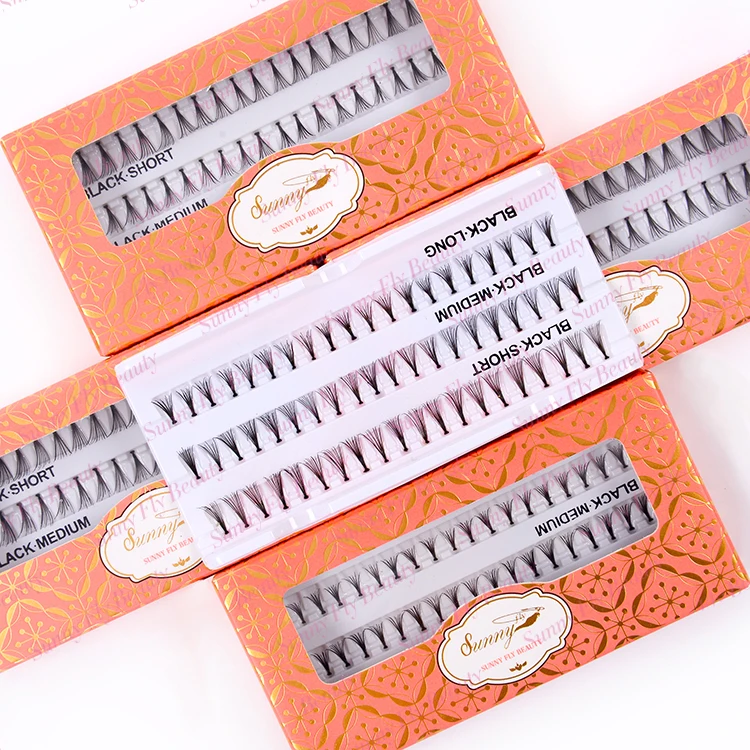
OEM mink individual 5d flare cluster pre made fans lashes extension 