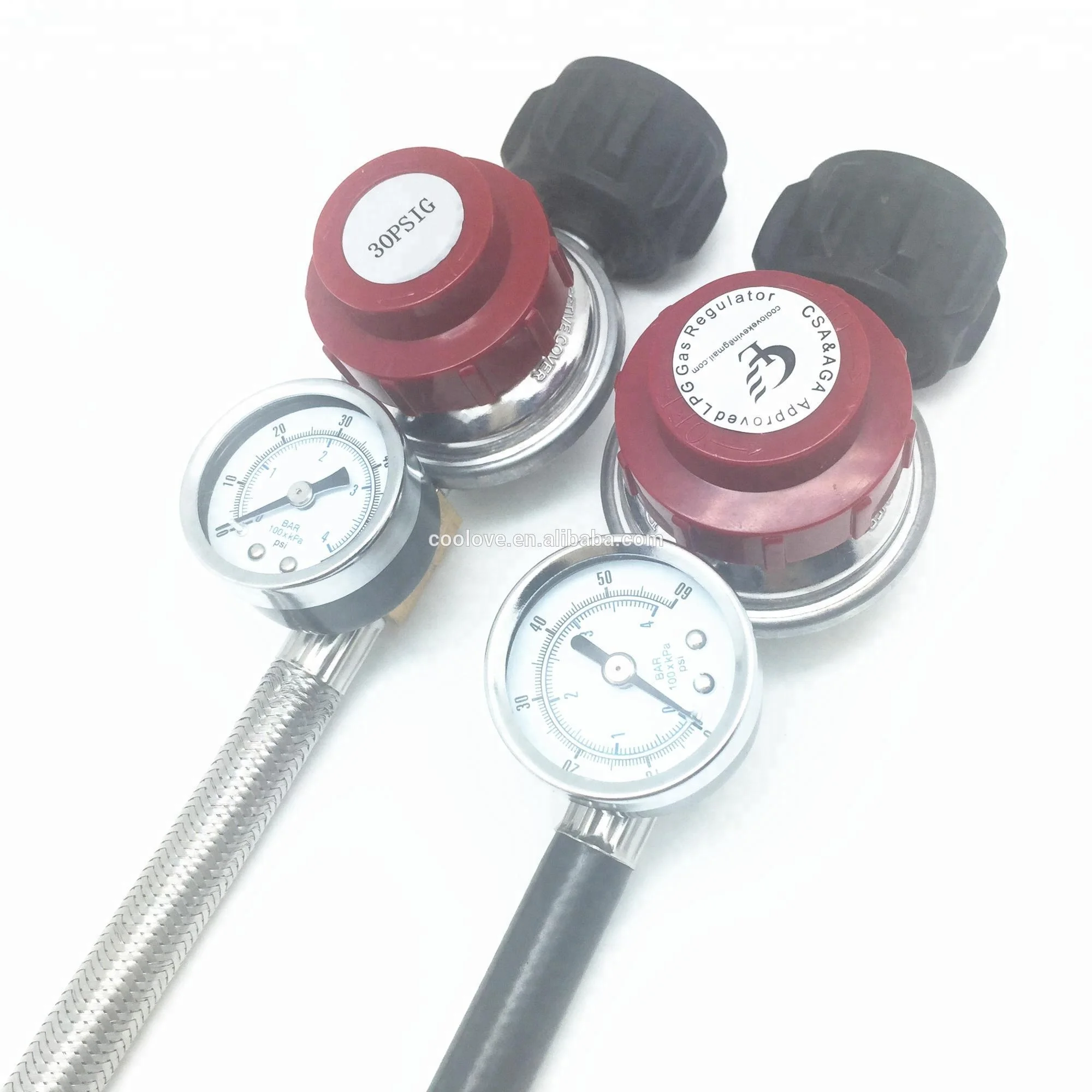 high pressure lp gas regulator with stainless steel braided hose