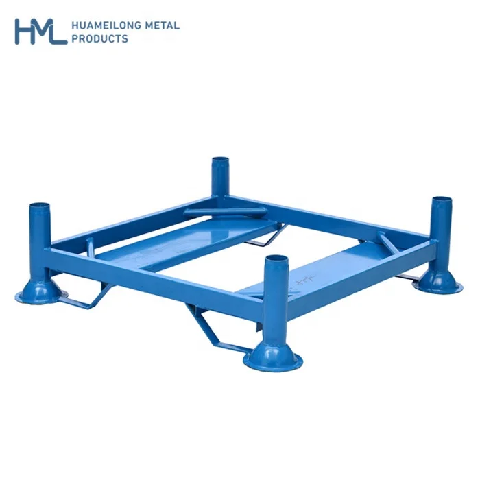 Warehouse heavy duty foldable forklift guaide metal vertical metal stacking steel big bag storage rack