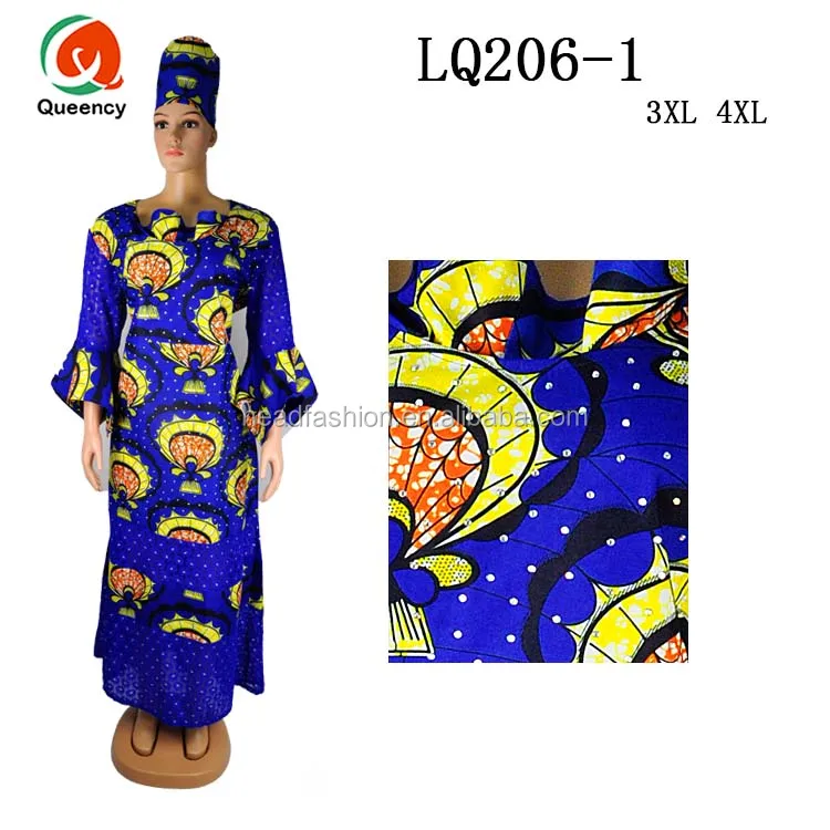LQ208 Queency Kitenge Design Ankara Style Print African Wax Lace Skirt and Dress with Matching Blouse and Headwrap for Party