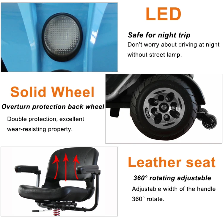 New Design Handicapped 4 Wheel Portable Electric Scooter for The Disabled