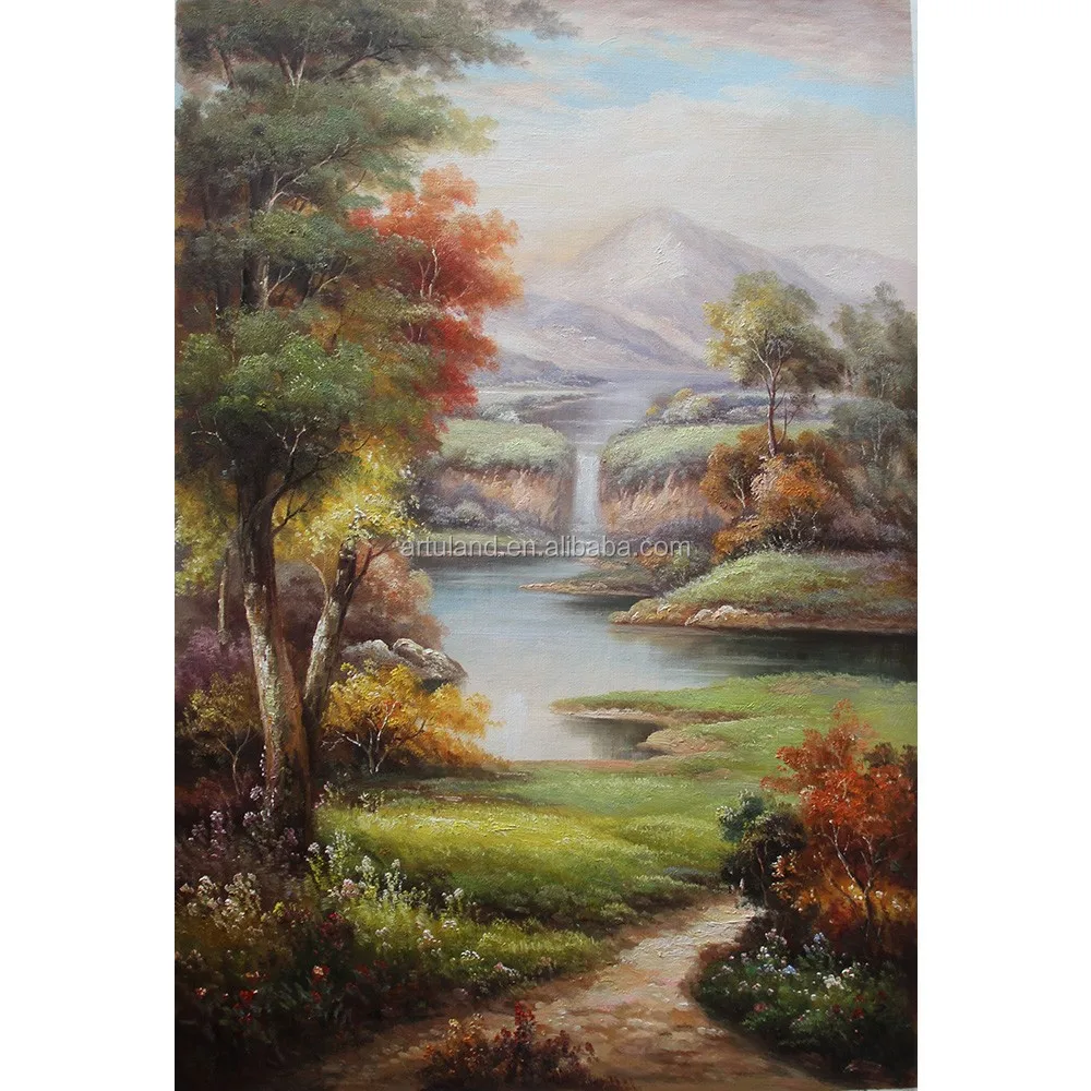 Countryside Mountain Landscape Scenery Handmade Chinese Style Oil Painting on Canvas for Living Room