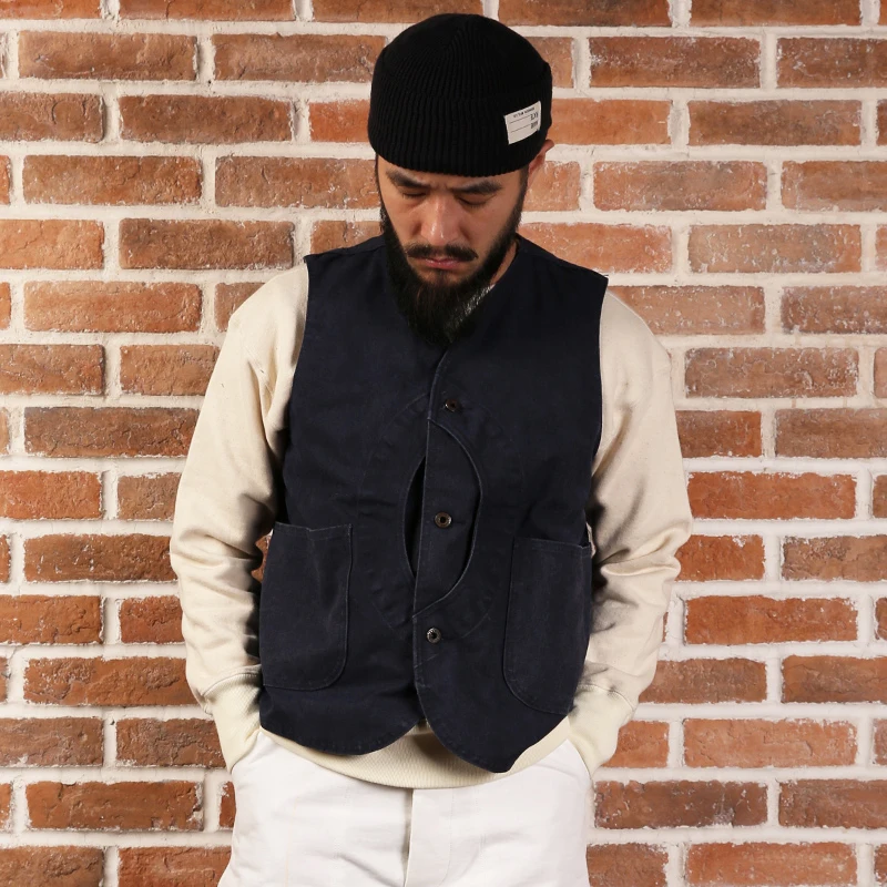 OEM custom outdoor hunting canvas game pocket vest, vintage sleeveless work vest