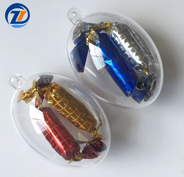 Best selling Openable egg shaped transparent personalised christmas balls round  clear ornaments christmas ball plastic