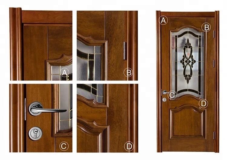 Popular house door kerala door designs solid teak wood glass door price