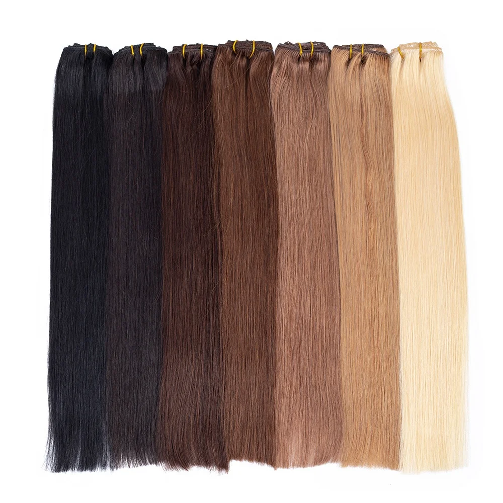 Cheap 100% Full Head Virgin Human Hair Brown Ombre Clip In Hair Extensions