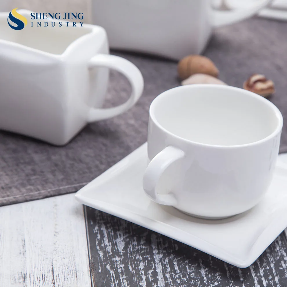 Modern White Ceramic Restaurant Tableware Set Classic Design Pot Cup Teapot with Saucer Hotel Porcelain Coffee Service Tea Sets
