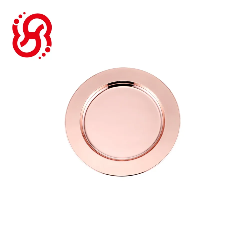 Mirror Rose Gold And Sliver Stainless Steel Charger Plates For Home Decor