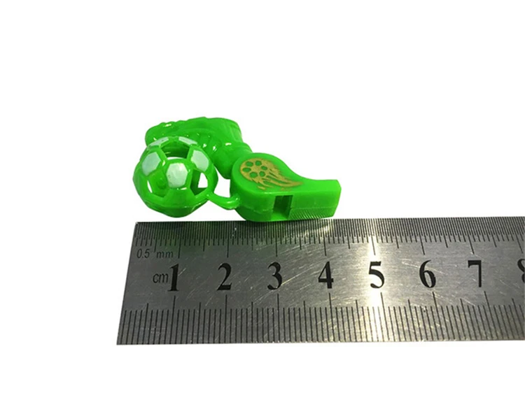 Wholesale Promotional mini football shaped plastic toy whistle for caspule vending machine