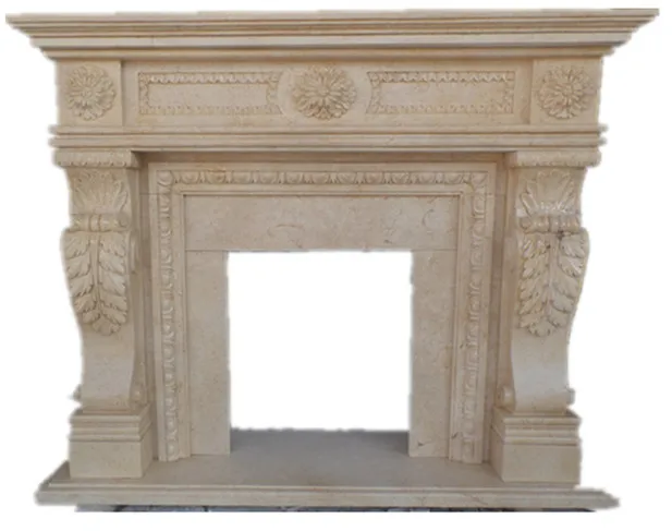 decorative classic limestone fireplace mantel