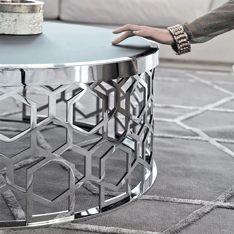 Rose gold champaign gold black Round mable top tea tables  stainless steel coffee table Italy style living room furniture