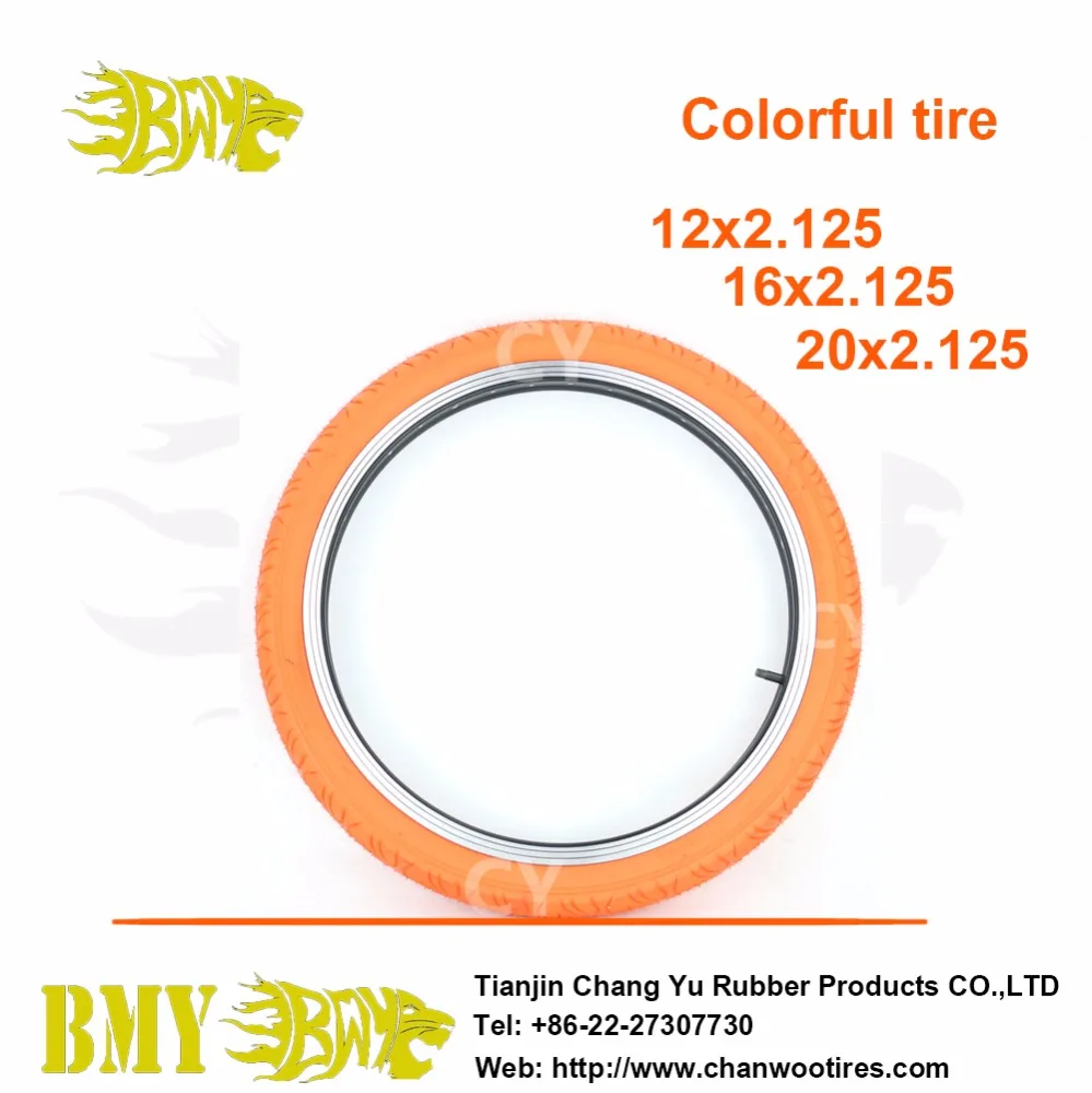 16*1.95 Durable Use Cheap Price Full Orange Color Bicycle Natural Rubber Tire