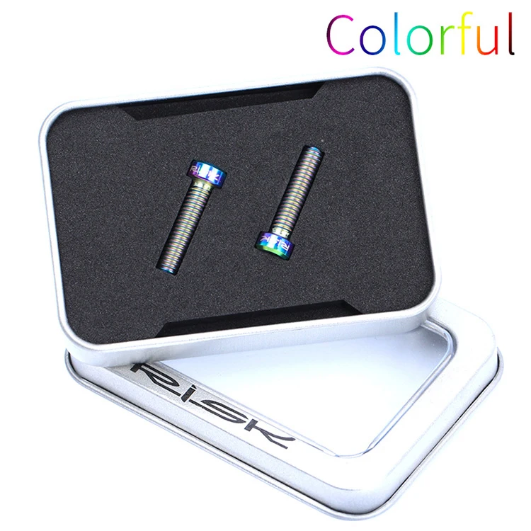RISK 2pcs M6x23.5mm Titanium Alloy Hollow MTB Bicycle Oil Storage Fastening Screw Mountain Bike Disc Brake Master Cylinder Bolts
