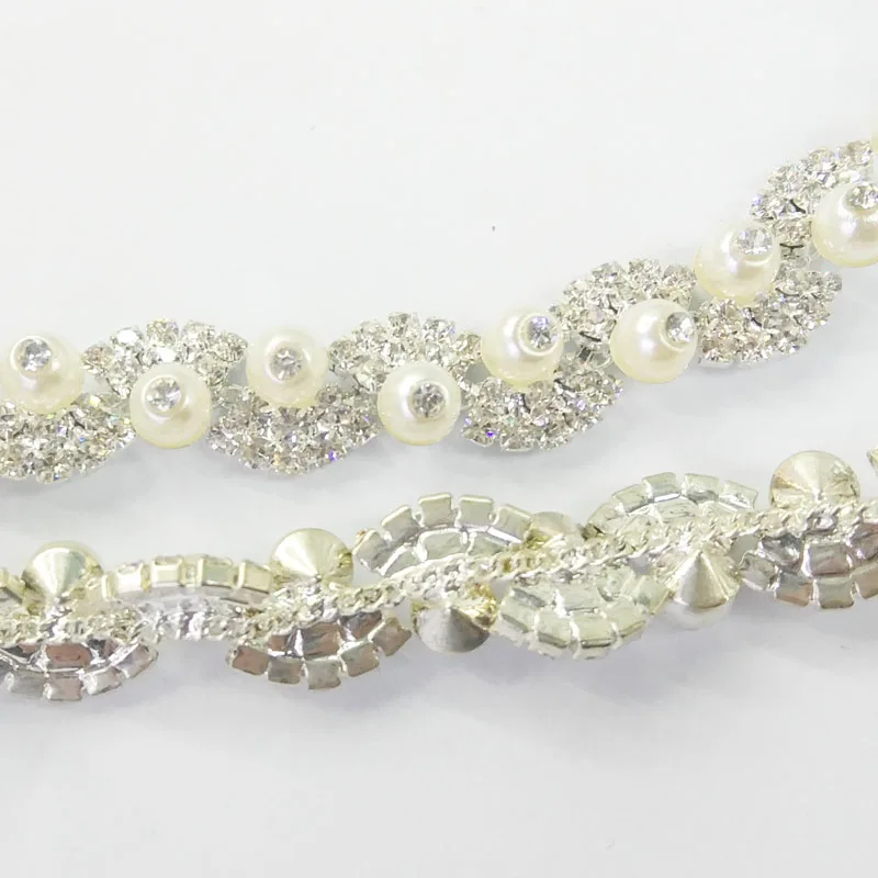 
Factory wholesale crystal strass cup rhinestone pearl rhinestone cup chain 