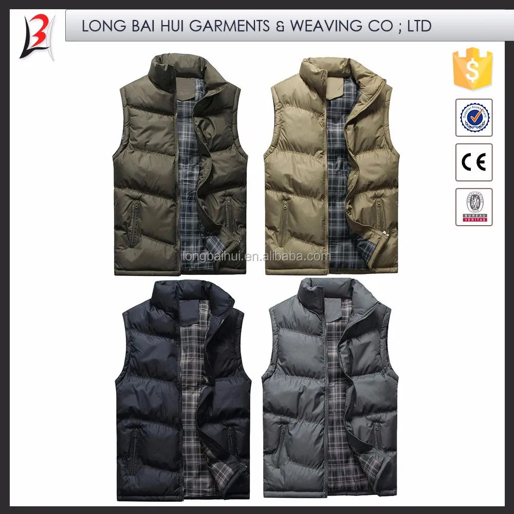 Hot sell wholesale custom LOGO zipper winter jacket black quilted down puffer vest men