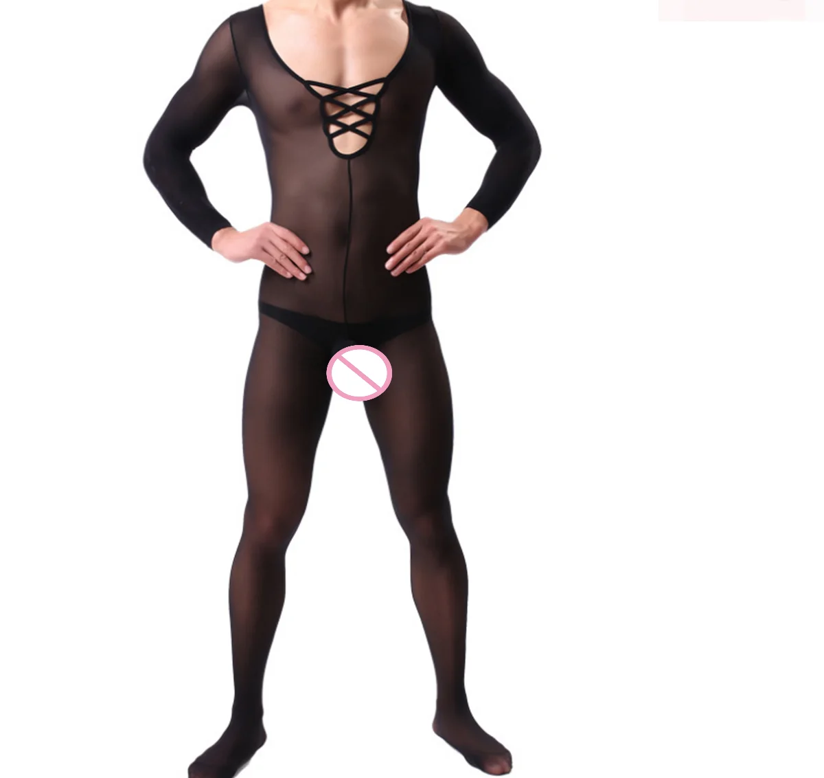 
Sexy Lingerie Pattern Plus Size Fishnet Black man body stocking Bodystocking 