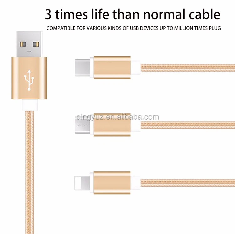 Производство логотип под заказ нейлоновая оплетка несколько 3 в 1 usb-кабель для зарядки iPhone Тип c micro