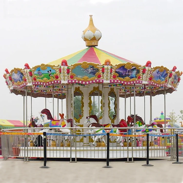 High quality 16 seats animals theme outdoor ground carousel rides