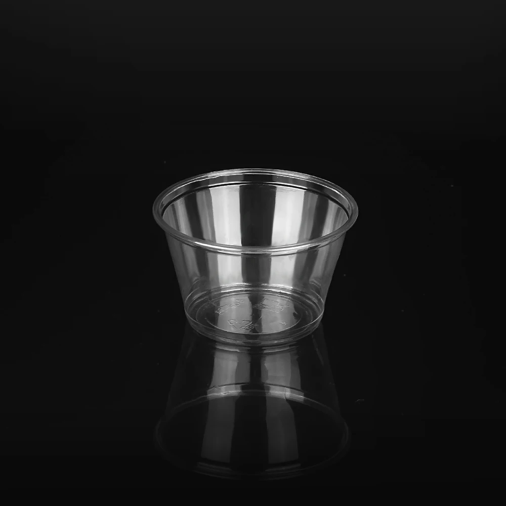 4oz Disposable Plastic PET Condiment Cup 120ml Sauce Souffle Portion Cup With Flat Dome Lid