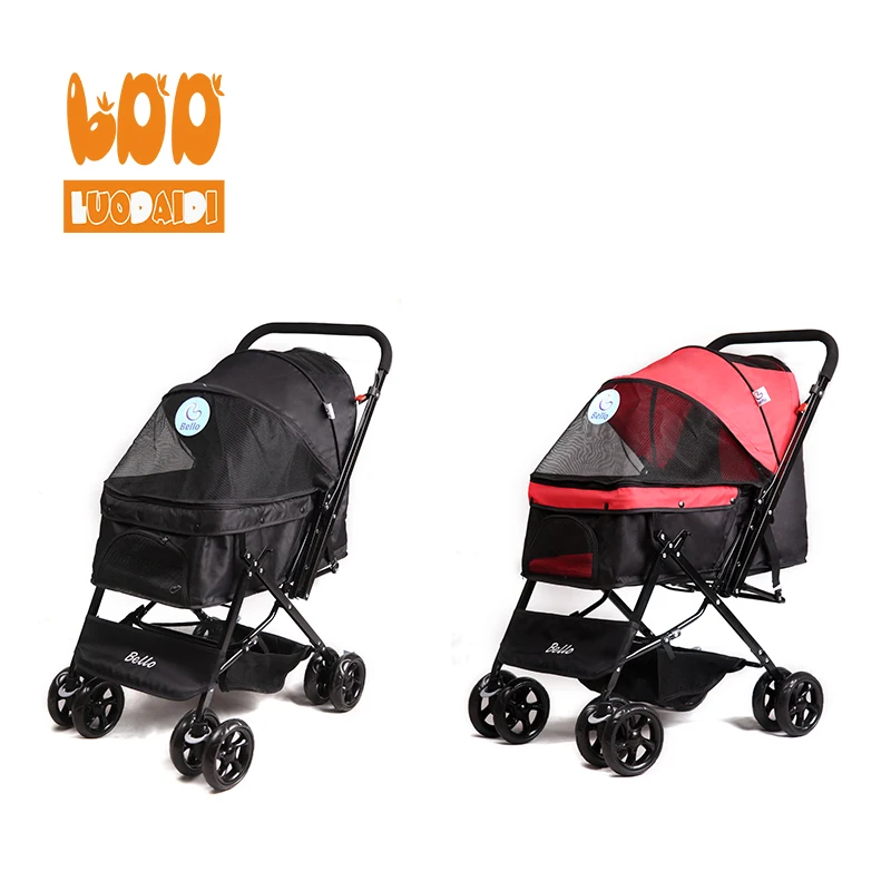 4 Wheels Pet Trolley Pet Stroller Carrier Pet Stroller for English Bulldog Best Sell Dog Pram Amazon