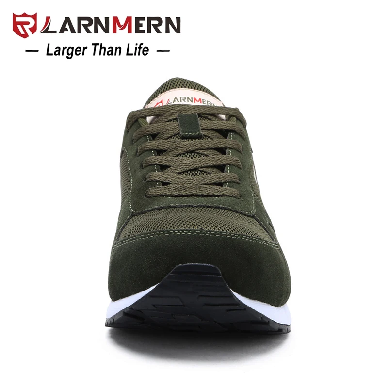 Защитная обувь LARNMERN для мужчин со стальным носком камуфляжная зеленая дышащая замшевая рабочая обувь для мужчин защитная Строительная обувь кроссовки