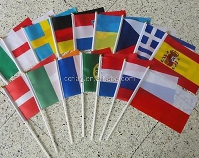  Cheap prices fanflag sports flag race hand with plastic flagpole or