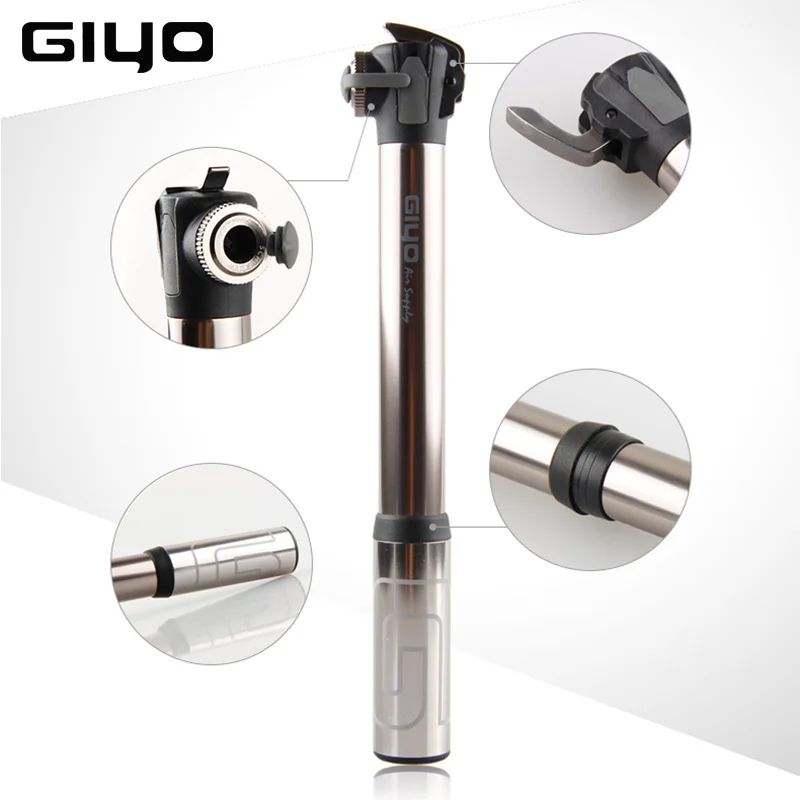 GIYO Brand Bike Pump Alloy Portable Mini Bicycle Air Pump Presta Schrader Valves Bicycle Pumps Air Inflator Tire Cycling Pump