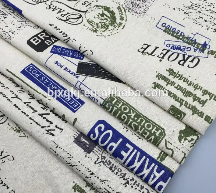 Factory custom digital English letter printed linen fabrics manufacturer in surat